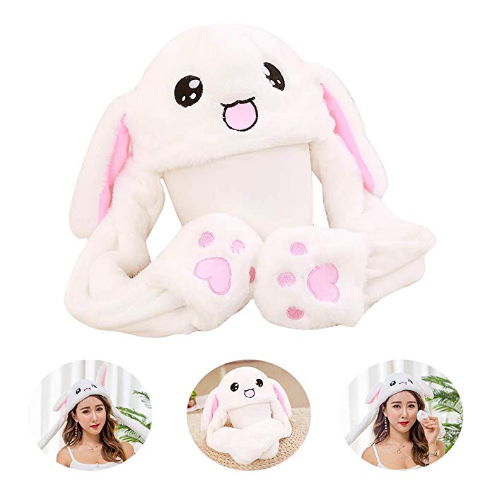 Beelittle Rabbit Hat Plush Bunny Animal Hat Ears Up and Down