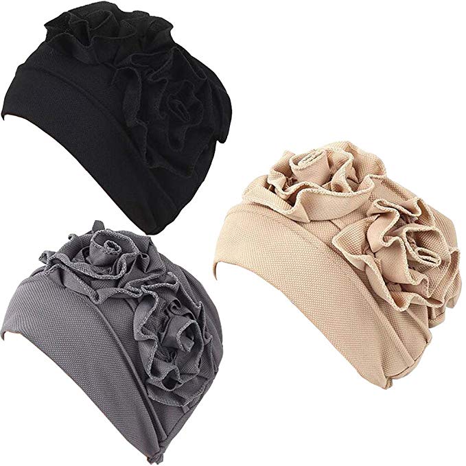 Luckystaryuan 3Pack Womens Chemo Hat Beanie Turban Headwear for Cancer Patients