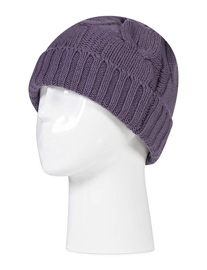 Great and British Knitwear Ladies' 100% Cashmere Cable Knit Hat. Made in Scotland