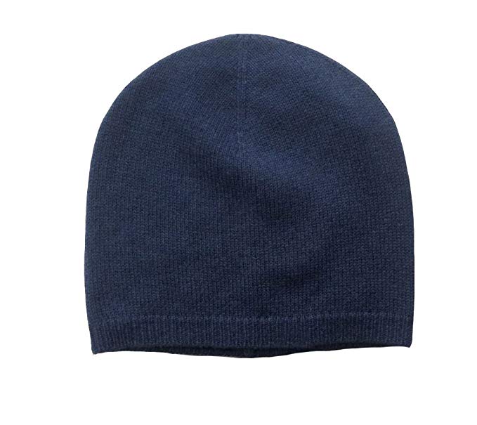 Miuk Women's 100% Pure Cashmere Basic Knit Hat Navy