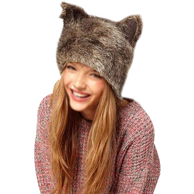 YAOSEN Women Faux Fur Hat with Ears Winter Ear Warmer Earmuff