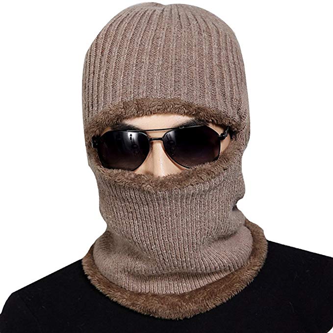 Monique Unisex Winter Warm Woolen Yarn Knit Beanie Hat Scarf Hoodie Hat Cycling Hiking Skull Cap