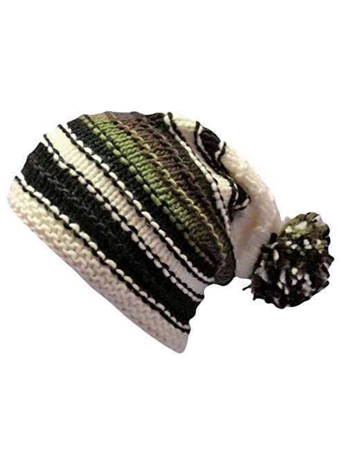 Luxury Divas Multicolor Striped Knit Slouchy Beanie Hat