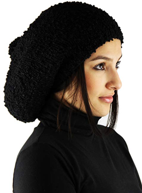 Knitted 100% by Hand ALPACA Rasta Hat - Black Luxury II (MEDIUM)