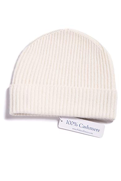 Fishers Finery Women's 100% Pure Cashmere Ribbed Cuffed Hat; Ultra Plush