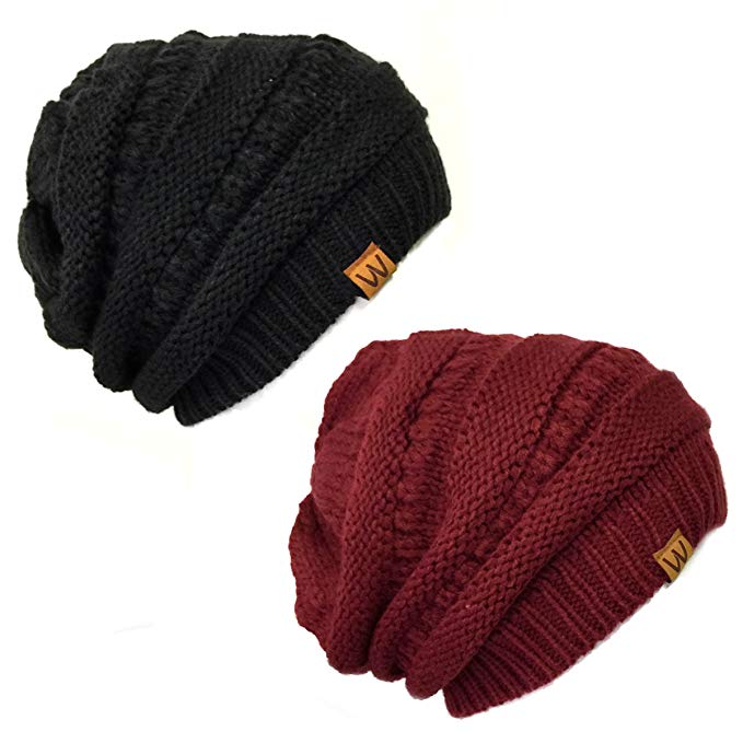 AllyDrew Winter Thick Knit Slouchy Beanie (Set of 2)