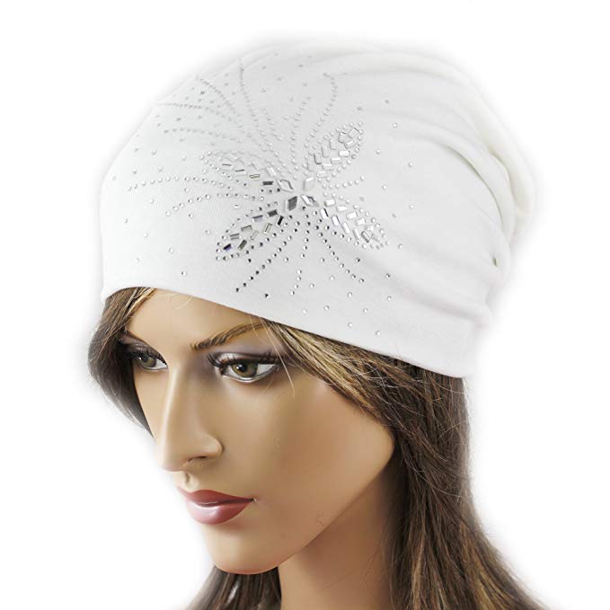 LA-EL COUTURE Women's Rhinestones Double-Side Cotton Beanies