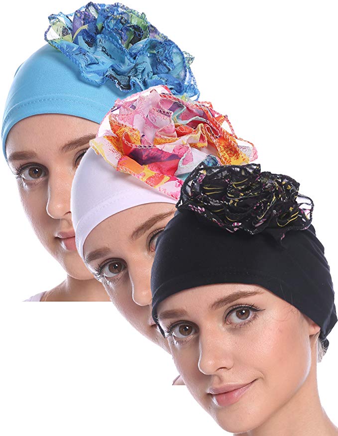 Ababalaya Women Soft Flower Hat in childbirth Cap Chemo Cancer Cap in 5 Colors