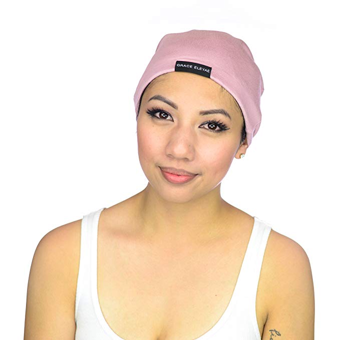 Grace Eleyae [Slap] Satin-Lined Sleep Cap, Women's Tam Hat Beanie - Pink