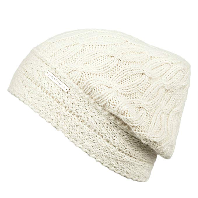 LUNA & TERRA - GENOVA Hat Beanie Hand Knitted 100% BABY ALPACA (Ivory)