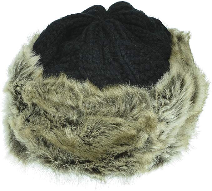 Hand By Hand Aprileo Women's Knitted Hat Faux Fur Lined Trim Cable Winter Beanie