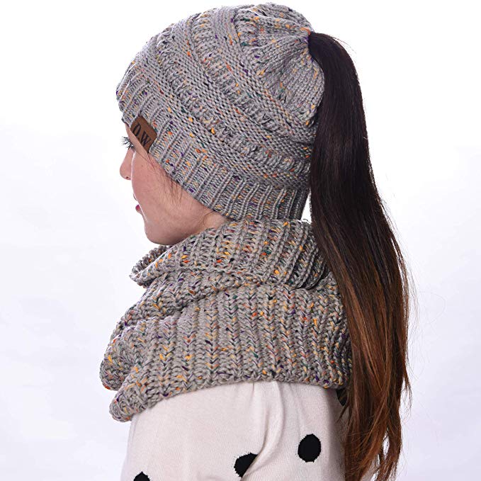 Knit Infinity Loop Scarf And Beanie Hat Set, Warm For The Winter In 6 Colors By Debra Weitzner