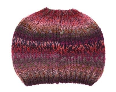 Colorful Crochet Knit Messy Mom Bun Beanie Toboggan Hat for Women Ponytail Hole