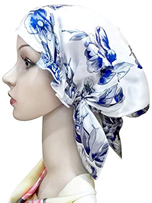 Women's Head Scarf Headwear Pre Tied Bandana Turban Beanie Silk Feeling Sleep Hair Wrap Hat