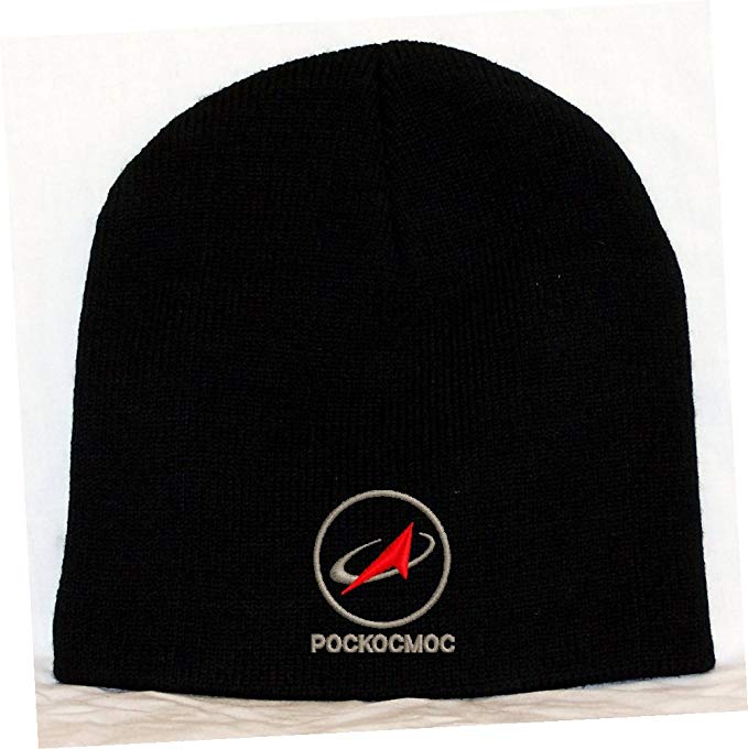 Russian Space Agency Logo - Pockocmoc Embroidered Skull Cap - Black