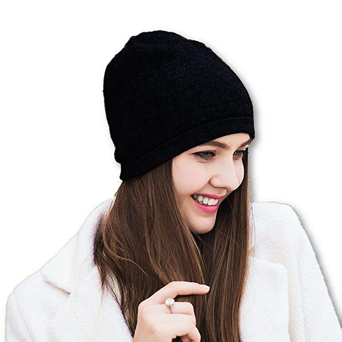 WaySoft 100% Cashmere Beanie for Women in a Gift Box, Oversized Women Beanie Hat