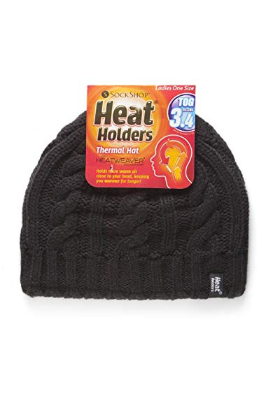Heat Holders Women's Thermal Cable knit Hat with Heatweaver Yarn Black
