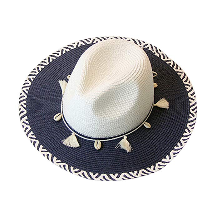 CN'Dragon Women Boho Chic Straw Hat Summer Breathable Sunhat Pillbox Hat