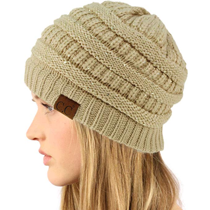 CC Winter Trendy Soft Cable Knit Stretchy Warm Ribbed Beanie Skully Ski Hat Cap