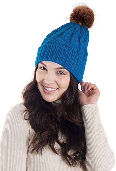AbbyLexi Women's Knit Winter Hat Pom Pom Beanie