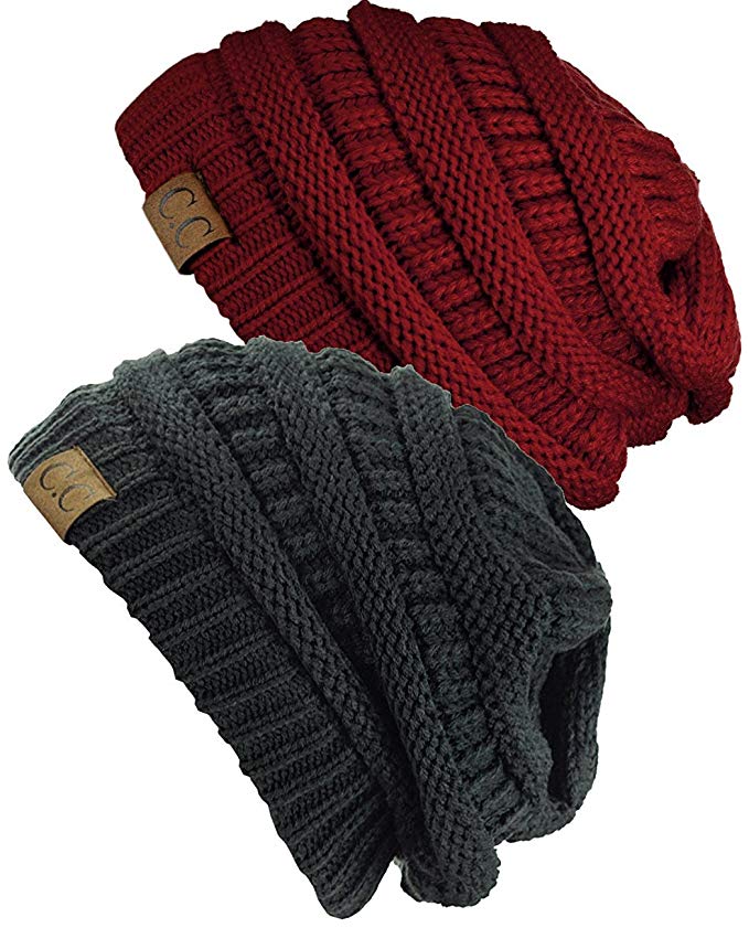 C.C Women's Knit Beanie Cap Hat (2 Pack)