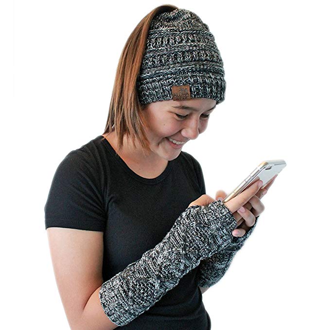 Aloha Wear Beanie Puka Hair Arm Warmer Fingerless Gloves