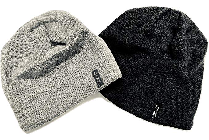 Merino Wool Beanie Hat Two Pack Dark Grey and Light Grey for Men,Women, and Kids